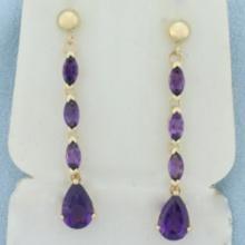 Amethyst Dangle Drop Earrings In 14k Yellow Gold