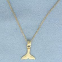 Whale Tail Necklace In 14k Yellow Gold