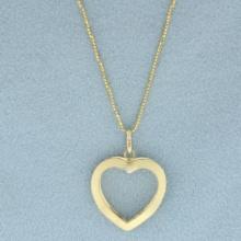 Modern Heart Necklace In 14k Yellow Gold