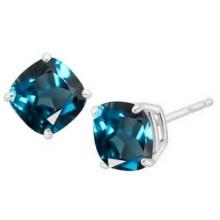 5mm Cushion Cut London Blue Topaz 1.35ctw Stud Earrings In Sterling Silver