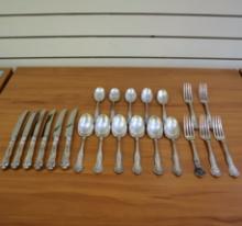 Simpson Hall And Miller Co. Stratford Antique Art Nouveau Twenty Two Piece Sterling Silver Flatware