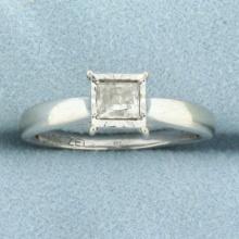 Princess Cut Diamond Solitaire Engagement Ring In 10k White Gold