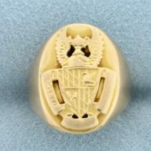 Vintage Crest Coat Of Arms Signet Ring 14k Yellow Gold