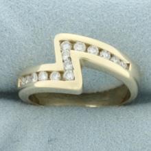 Diamond Lightning Bolt Design Ring In 14k Yellow Gold