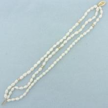 Triple Strand Baroque Pearl And Gold Bead Bracelet In 14k Yellow Gold