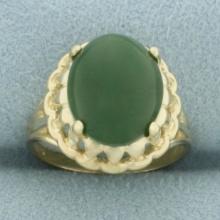 Jade Solitaire Ring In 10k Yellow Gold