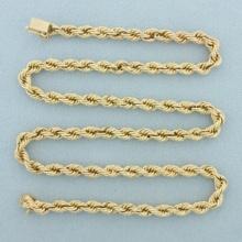 18 Inch Rope Link Chain Necklace In 14k Yellow Gold