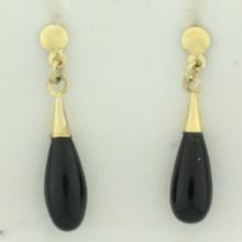 Onyx Teardrop Dangle Earrings In 14k Yellow Gold