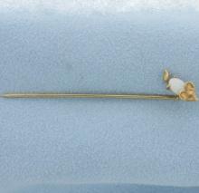 Opal Mouse Stick Pin In 14k Yellow Gold