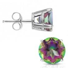 6mm Round Cut Mystic Topaz 2ctw Stud Earrings In Sterling Silver