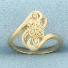 Diamond Leaf Nature Design Ring In 14k Yellow Gold