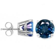 5mm Round Cut London Blue Topaz 1.2ctw Stud Earrings In Sterling Silver