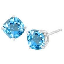 5mm Cushion Cut Sky Blue Topaz 1.35ctw Stud Earrings In Sterling Silver