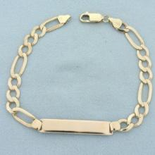 Figaro Id Or Medical Bracelet In 10k Yellow Gold