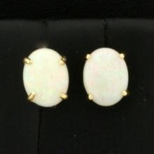 Opal Stud Earrings In 14k Yellow Gold