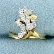 1ct Tw Diamond Cluster Ring In 14k Yellow Gold