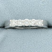 Men's 3/4ct Tw 5 Stone Diamond Wedding Or Anniversary Ring In 14k White Gold