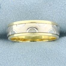 Unique Two Tone Band Ring In 14k Yellow And White Gold