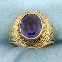 Antique Victorian Purple Sapphire Ring In 18k Yellow Gold