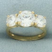 3-stone Cz Ring In 10k Yellow Gold