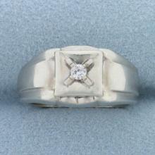 Vintage Diamond Wedding Or Engagement Ring In 14k White Gold