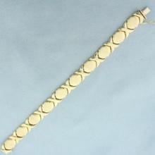 X's And O's Matte And High Polish Bracelet In 14k Yellow Gold