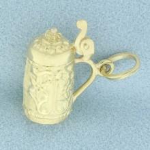 Mechanical Beer Stein Charm Or Pendant In 14k Yellow Gold