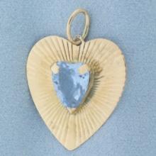 Heart Blue Topaz Pendant In 14k Yellow Gold