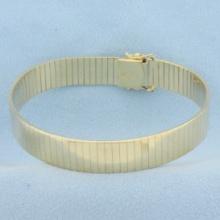 Italian Wide Omega Link Bracelet In 14k Yellow Gold