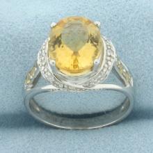 Brazilian Citrine, Yellow Sapphire, And White Zircon Ring In Sterling Silver