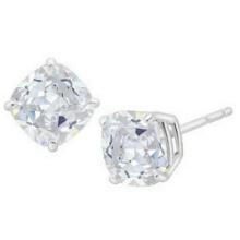 5mm Cushion Cut White Topaz 1.35ctw Stud Earrings In Sterling Silver