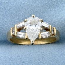 1.5ct Tw Pear Diamond Engagement Ring In 14k Yellow Gold