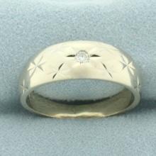 Mens Diamond Star Design Ring In 14k White Gold