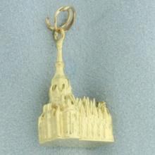 Italian Made Cathedral Pendant Or Charm In 18k Yellow Gold