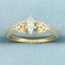 Marquise Diamond Accented Engagement Ring In 14k Yellow Gold