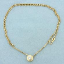 Bezel Set Solitaire Diamond Necklace In 14k Yellow Gold