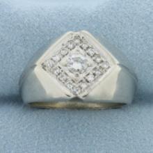 Diamond Modern Geometric Cluster Ring In 14k White Gold