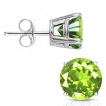 6mm Round Cut Peridot 1.85ctw Stud Earrings In Sterling Silver