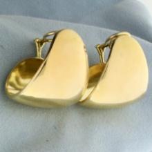 Oversized J Hoop Huggie Clip On Earrings In 14k Yellow Gold