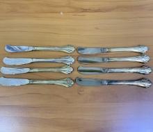 Eight Antique Swedish Flower Design Butter Spreader Knives In Sterling Silver