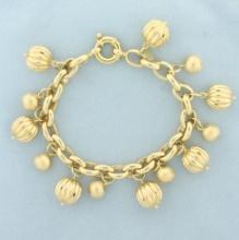 Italian Ball Bead Dangle Bracelet In 18k Yellow Gold