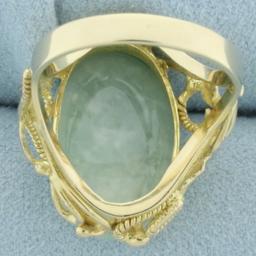 Jade Solitaire Ring In 14k Yellow Gold