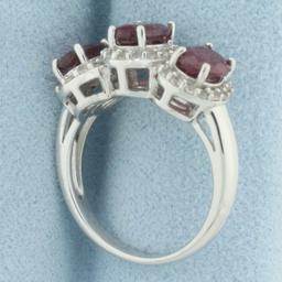 Madagascar Ruby And White Zircon Ring In Sterling Silver