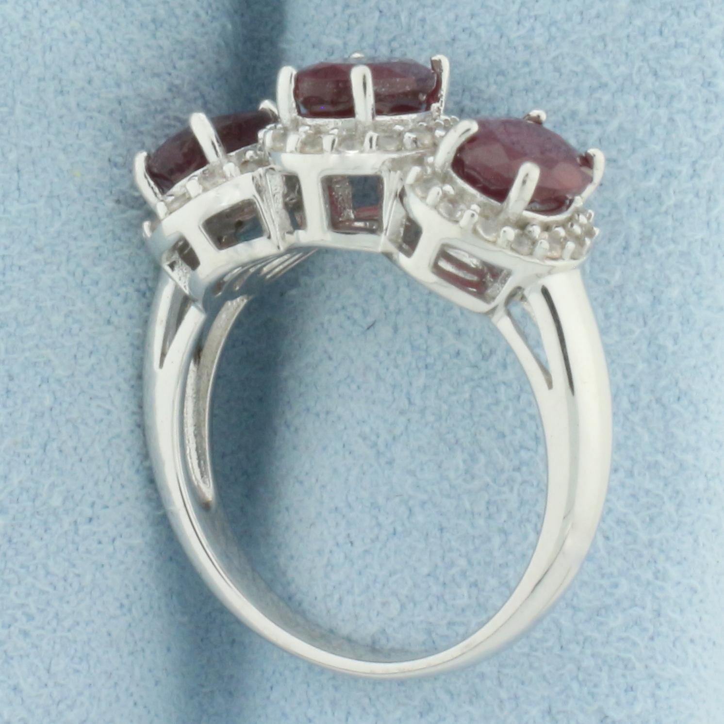 Madagascar Ruby And White Zircon Ring In Sterling Silver