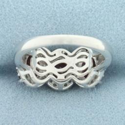 Madagascar Ruby And White Zircon Ring In Sterling Silver