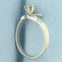 Designer Diamond Solitaire Ring In 14k White Gold