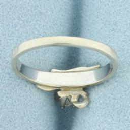 Designer Diamond Solitaire Ring In 14k White Gold