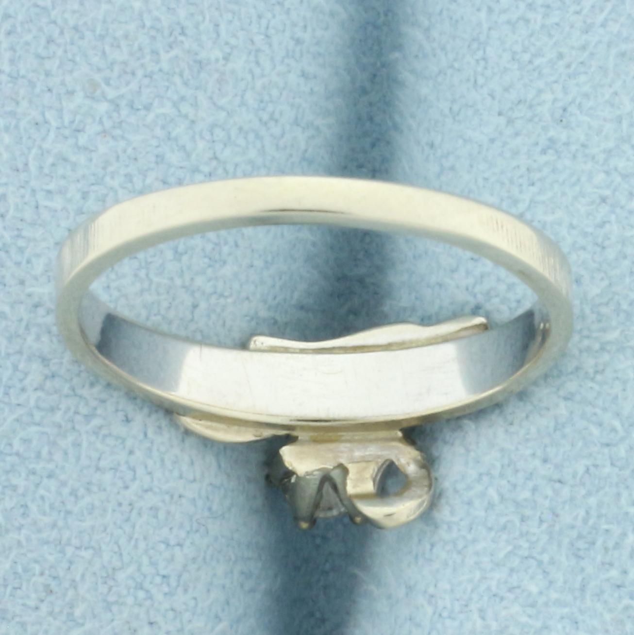 Designer Diamond Solitaire Ring In 14k White Gold