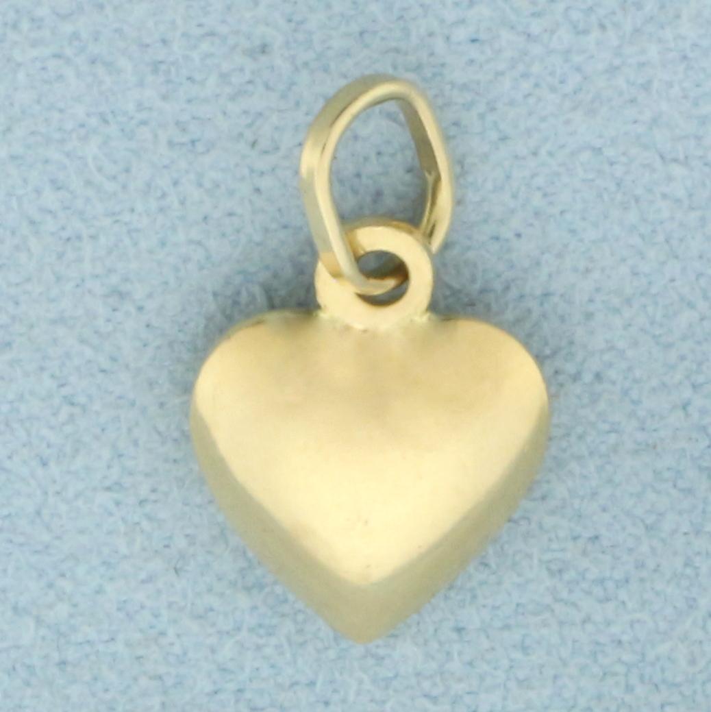 3-d Heart Pendant Or Charm In 14k Yellow Gold
