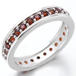 Garnet Eternity Stacking Band Ring In Sterling Silver